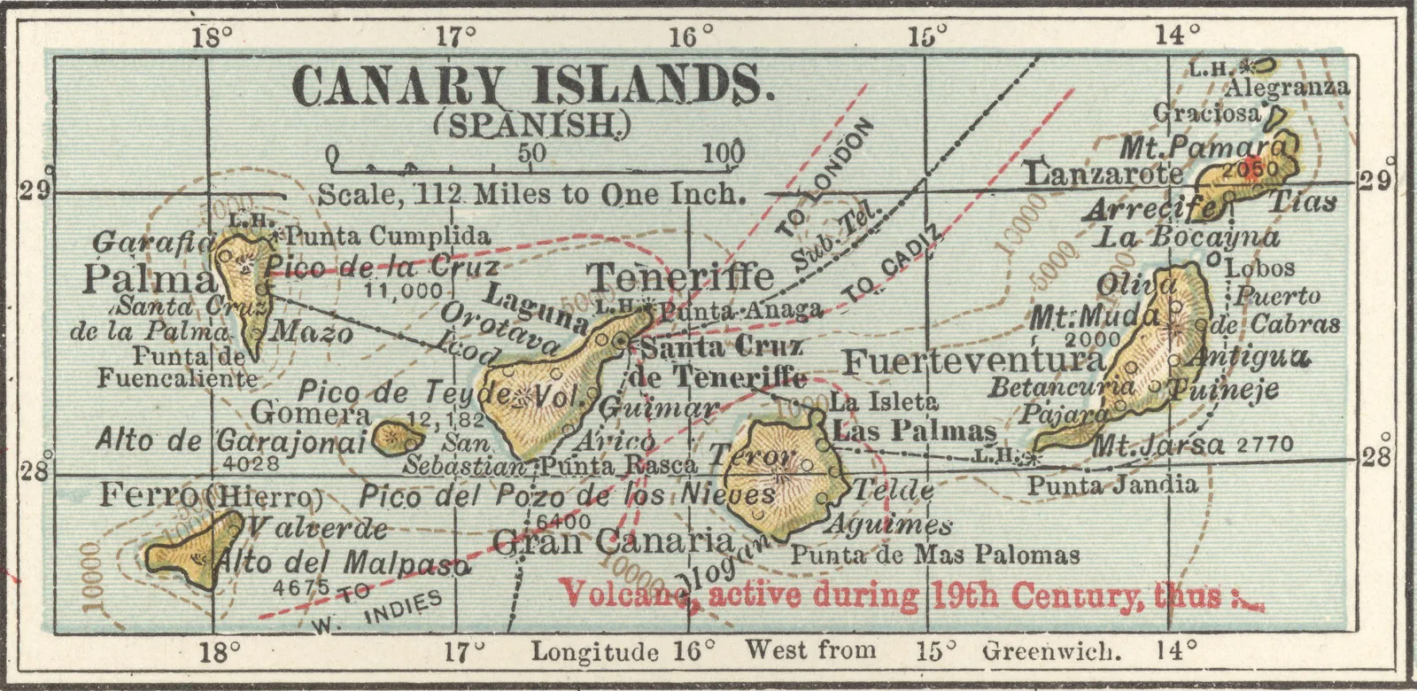 Map Canary Islands Encyclopaedia Britannica Edition