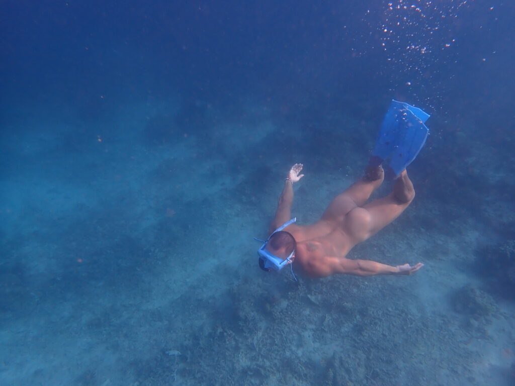 Our clothing-optional trips sometimes involve the liberating experience of swimming in the ocean naked.